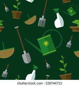 Colorful seamless pattern with  gardening tools.