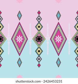 Colorful seamless pattern geometric graphic fusion style is creatively designed for fabric, clothes fashion, home decoration, gift wrapping paper, and other decorations.