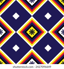 Colorful seamless pattern geometric graphic fusion style is creatively designed for fabric, clothes fashion, home decoration, gift wrapping paper, and other decorations.