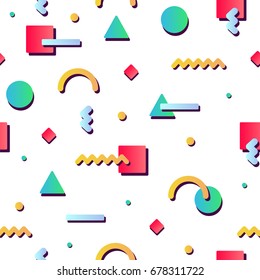 Colorful seamless pattern with geometric shapes. Vector illustration for textile fabric design, paper and website design.
