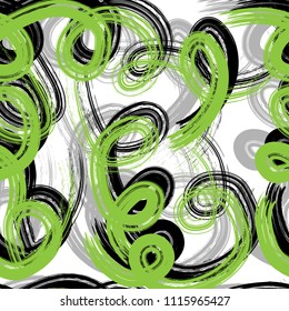 Colorful seamless pattern with grange, inks, shapes elements