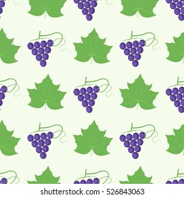 Colorful seamless pattern of grapes both berry and leaf.Stock vector illustration for background, textile, paper packaging, wrapping paper, fabric, banner, invitation, card, certificate, menu.