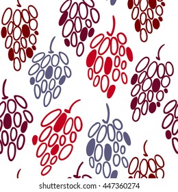 Colorful seamless pattern with grapes on a white background. Vector illustration.