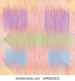 Colorful seamless pattern with grunge striped square elements in pink,blue, violet,green pastel colors