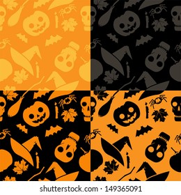 colorful seamless pattern with halloween decorations vector set for design