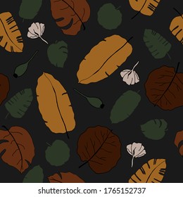 Patrón colorido sin costura con hojas de otoño dibujadas a mano. Vector 10 EPS para su diseño creativo