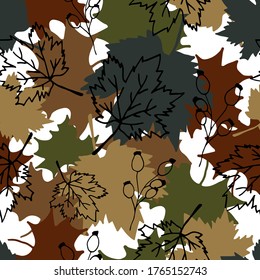 Colorful seamless pattern with hand draw autumn leaves. Vector 10 EPS for your creative design