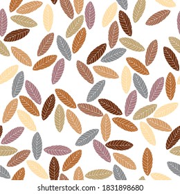 Colorful seamless pattern with hand draw autumn leaves. Vector 10 EPS for your creative design
