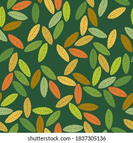 Colorful seamless pattern with hand draw autumn leaves. Vector 10 EPS for your creative design