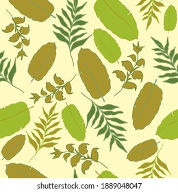 Colorful seamless pattern with hand draw tropical leaves. Vector 10 EPS for your creative design
