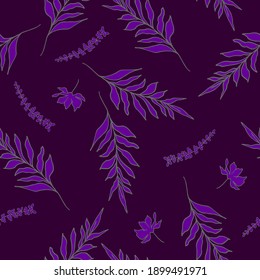 Colorful seamless pattern with hand draw tropical leaves. Vector 10 EPS for your creative design