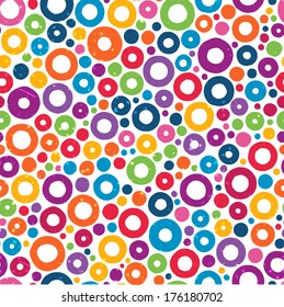 Colorful seamless pattern with hand drawn circles. EPS 10 vector illustration.