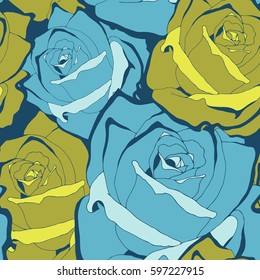 Colorful seamless pattern hand drawn flower.Hand made in Trendy colors.Floral background for textile, bed linen, bedclothes,Blouse or shirt, book cover, wallpaper, print,gift wrap and scrap booking. 