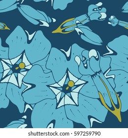 Colorful seamless pattern hand drawn flower.Hand made in Trendy colors.Floral background for textile, bed linen, bedclothes,Blouse or shirt, book cover, wallpaper, print,gift wrap and scrap booking.
