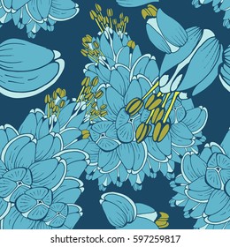 Colorful seamless pattern hand drawn flower.Hand made in Trendy colors.Floral background for textile, bed linen, bedclothes,Blouse or shirt, book cover, wallpaper, print,gift wrap and scrap booking.
