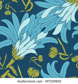 Colorful seamless pattern hand drawn flower.Hand made in Trendy colors.Floral background for textile, bed linen, bedclothes,Blouse or shirt, book cover, wallpaper, print,gift wrap and scrap booking.