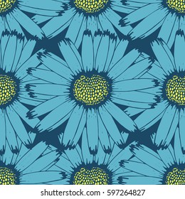 Colorful seamless pattern hand drawn flower.Hand made in Trendy colors.Floral background for textile, bed linen, bedclothes,Blouse or shirt, book cover, wallpaper, print,gift wrap and scrap booking.