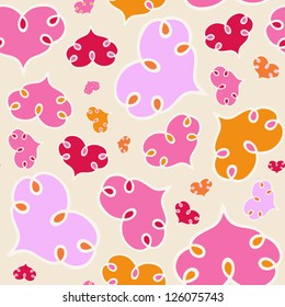 Colorful seamless pattern with hand-drawing hearts.