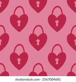 A colorful seamless pattern with heart shaped padlock. Saint Valentine's Day celebration print.