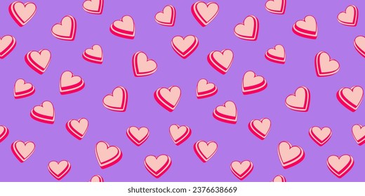 Colorido patrón sin fisuras con corazones. Fondo de corazones vectores. Plantilla para diseño, tela, moda, diseño textil, papel, papel tapiz