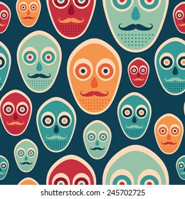 Colorful seamless pattern with hipster masks.