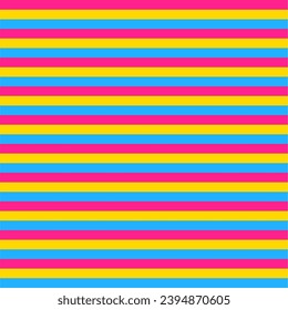 Patrón transparente colorido fondo rayado horizontal con colores de bandera pansexual.Lgbt comunidad.Orgullo mes.Vector de papel tapiz.
