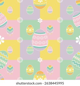 Colorful seamless pattern with the image of Easter eggs. Vector background