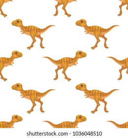 Colorful seamless pattern with the image of funny dinosaurs in cartoon style. Vector background.