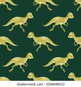 Colorful seamless pattern with the image of funny dinosaurs in cartoon style. Vector background.
