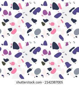 Colorful seamless pattern with imitation of Venetian terrazzo. Marble texture with fragments of stone. Abstract vector illustration