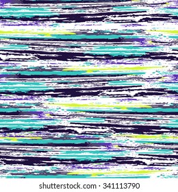 Colorful seamless pattern with ink brushstrokes. Stripes texture. 