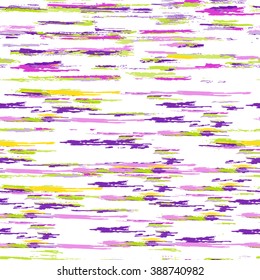 Colorful seamless pattern with ink brushstrokes. Stripes texture. 