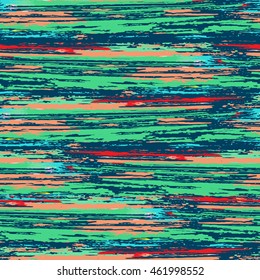 Colorful seamless pattern with ink brushstrokes. Stripes texture. 