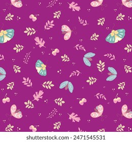 Patrón colorido sin costuras con insectos y flores. Fondo de repetición floral de verano para telas o Fondos de pantalla. Diseño de mariposa.