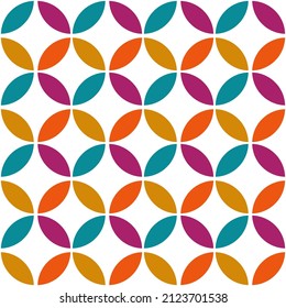 Colorful seamless pattern inspired by Javanese Batik Kawung