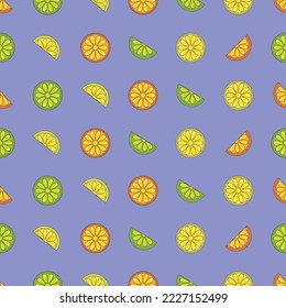Colorful seamless pattern with juicy lemons, limes amd oranges