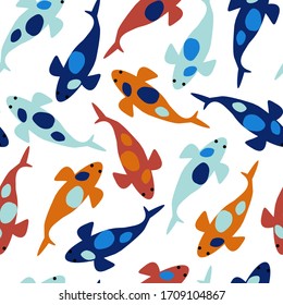 Colorful seamless pattern with koi carps, vector