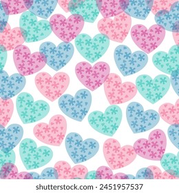 Colorful seamless pattern with large pink heart shapes on a bright yellow background for Valentine's Day  Fashion illustration seamless pattern.