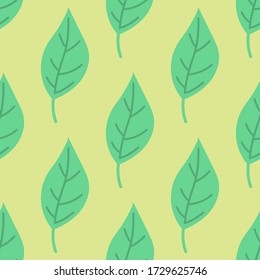 Patrón ininterrumpido colorido con hojas, ramas con fondo de estilo infantil plano. Motivo floral. Ilustración vectorial.  