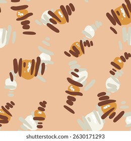 Colorful seamless pattern with leaves and flowers. Decorative wallpaper, good for printing. Hand drawn overlapping background, texture with decor elements, shapes. Design backdrop vector.