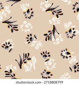 Padrão colorido sem emenda com folhas e flores. Papel de parede decorativo, bom para impressão. Fundo sobreposto desenhado à mão, textura com elementos de decoração, formas. Projetar vetor de tela de fundo.