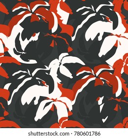 Colorful seamless pattern with leaves and flowers. Decorative wallpaper, good for printing. Hand drawn overlapping background, texture with decor elements, shapes. Design backdrop vector