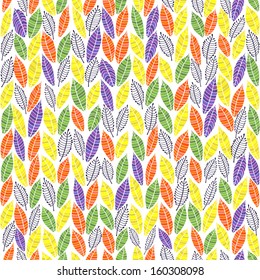 Colorful seamless pattern with leaves. Vector illustration