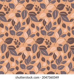 Patrón colorido y sin costura de las hojas. Ilustración vectorial. Ilustración al estilo doodle. Textura para imprenta en textiles e imprenta, para decoración interior.