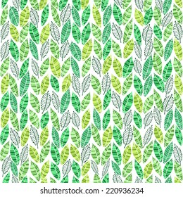 Colorful seamless pattern with leaves. Vector illustration