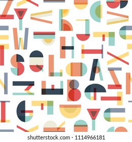 Colorful seamless pattern with letters. Geometric abstract vector.