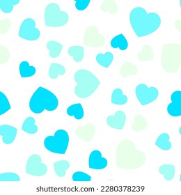 Colorful seamless pattern of light pink and turquoise hearts. Suitable for printing on textile, fabric, wallpapers, postcards, wrappers
