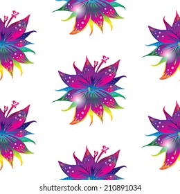 Colorful seamless pattern lily bright vector