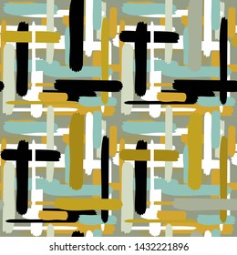 Colorful seamless pattern with lines. Decorative wallpaper, good for printing. Hand drawn overlapping background, texture, decor elements and shapes. Design backdrop vector. Art print