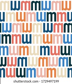Colorful Seamless pattern in  “ m ” typo decoration modren style, Design for fashion, fabric,web ,wallpaper wrapping and all prints on white background color